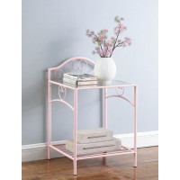 Coaster Furniture 401152 Massi 1-shelf Nightstand with Glass Top Powder Pink